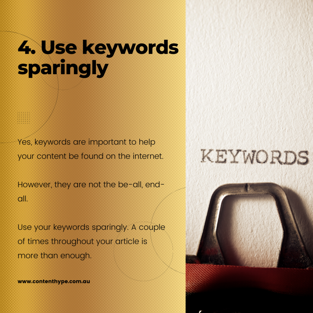 Use Keywords sparingly