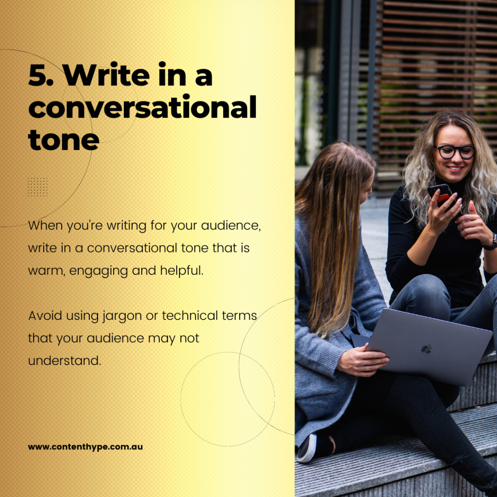 Writing content for your website - Write in a conversational tone