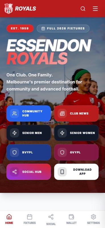 Essendon Royals matchday app built by Content Hype